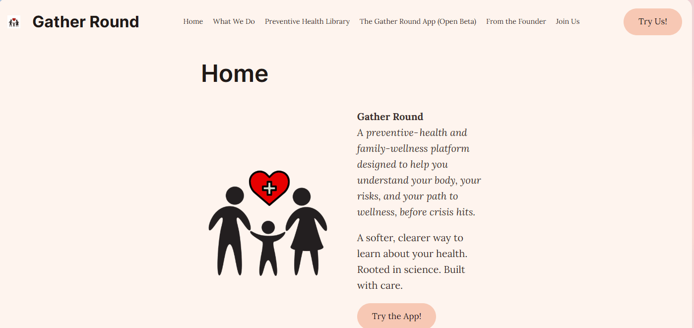 Gather round website homepage